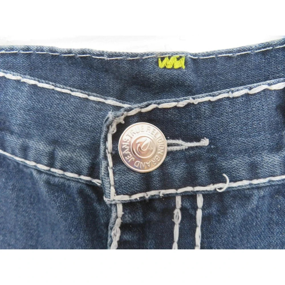 Vtg True Religion Ricky Super T JeansMen 42x34 Blue Flap Pocket USA Thick Stitch